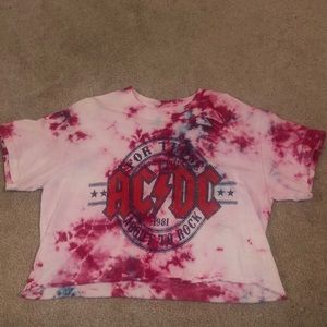 womens tie dye cropped graphic tee acdc size small